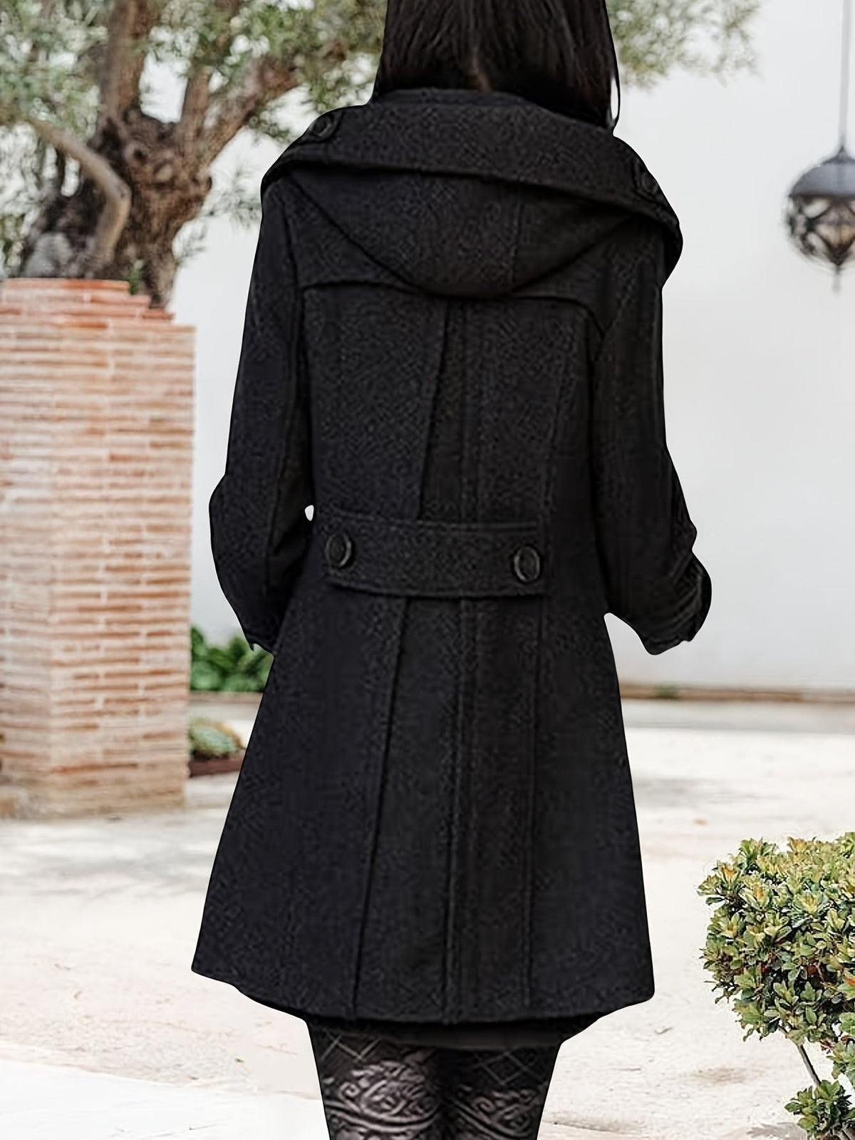 Georgina | Hooded Double-Breasted Mid-Length Coat