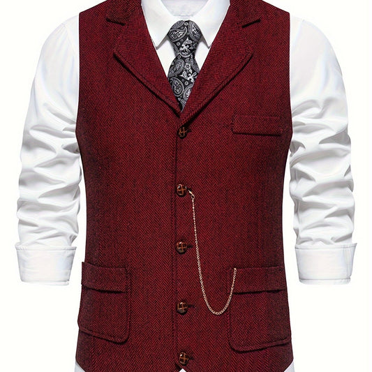 Silas | Herringbone Single-Breasted Waistcoat