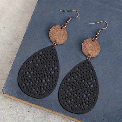 Vintage Cutout Leather Drop Earrings