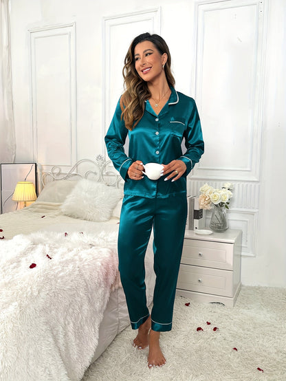 Lenora | Button-Up Long-Sleeve Two-Piece Set