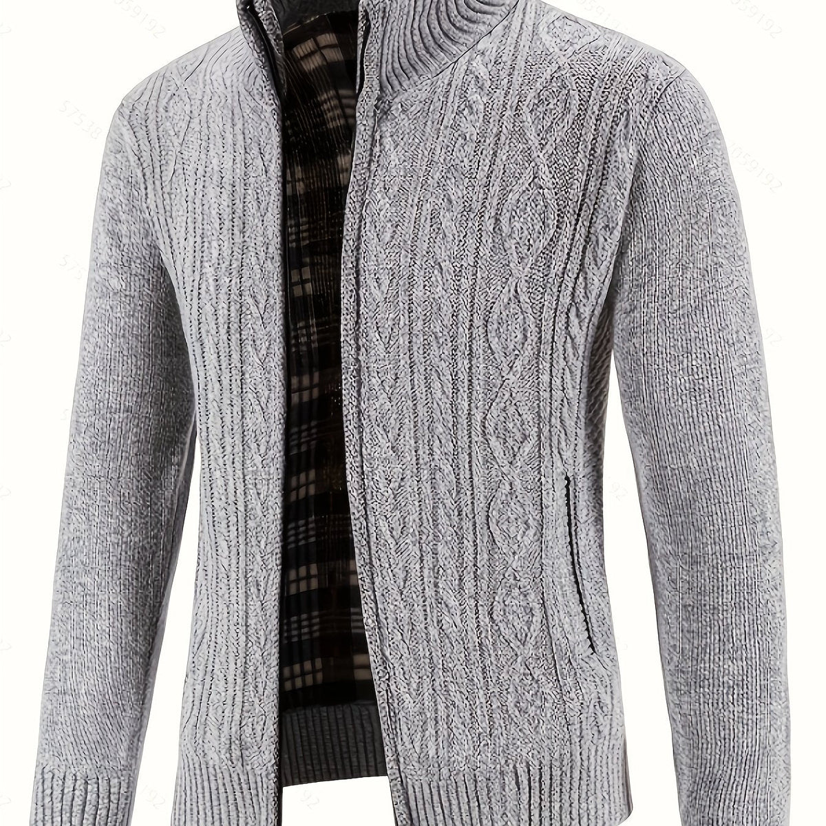 Edmund | Textured Stand-Collar Zip Cardigan