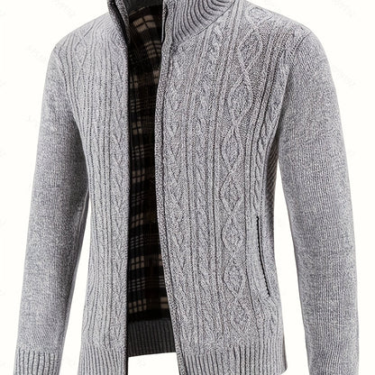 Edmund | Textured Stand-Collar Zip Cardigan