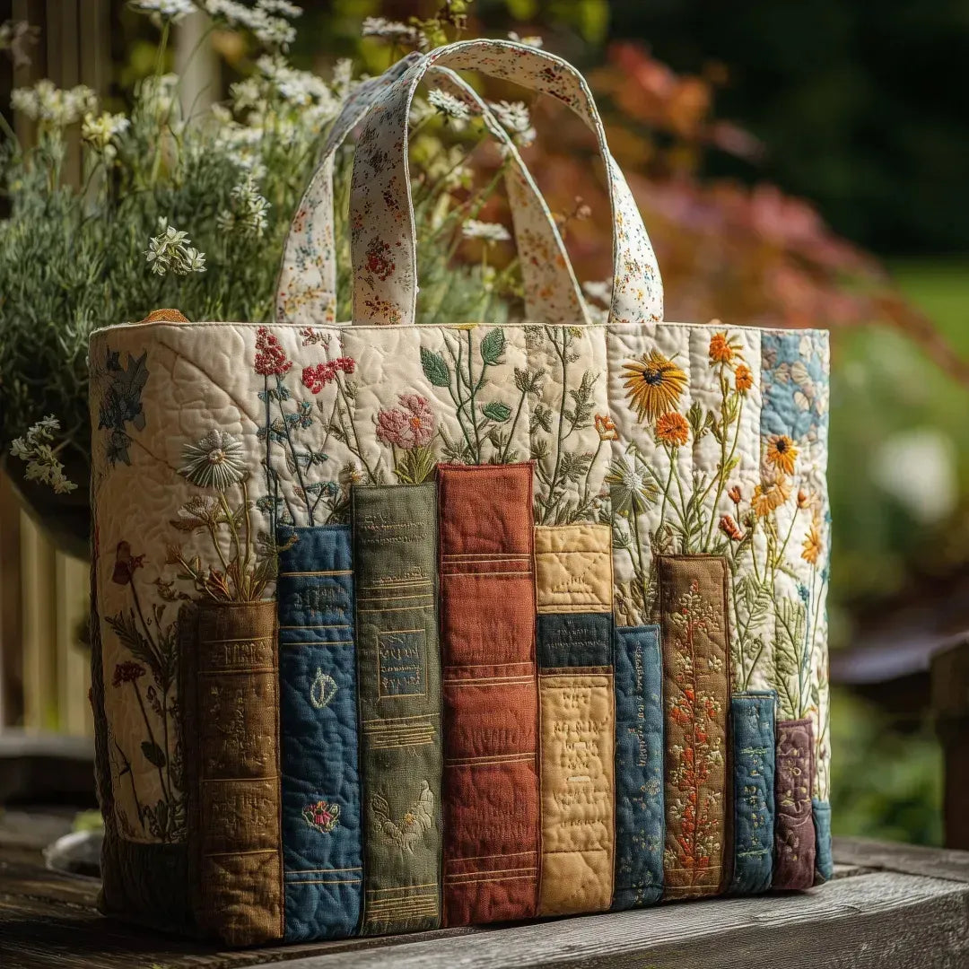 HANDMADE BAG - BOOKS & FLOWERS