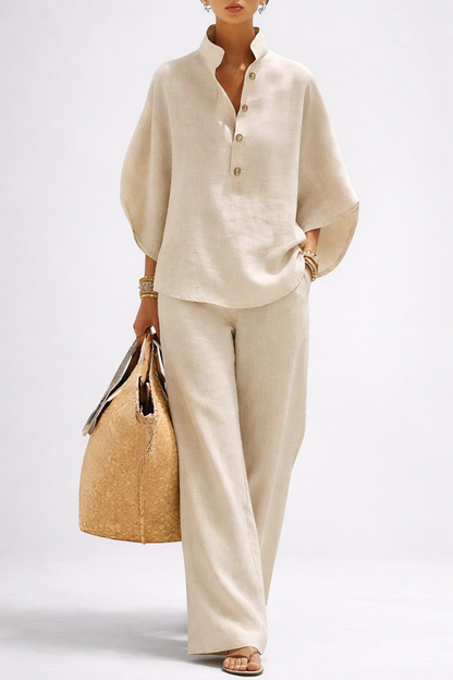 Katie | Elegant Wide Leg and Collar 2 Piece Set