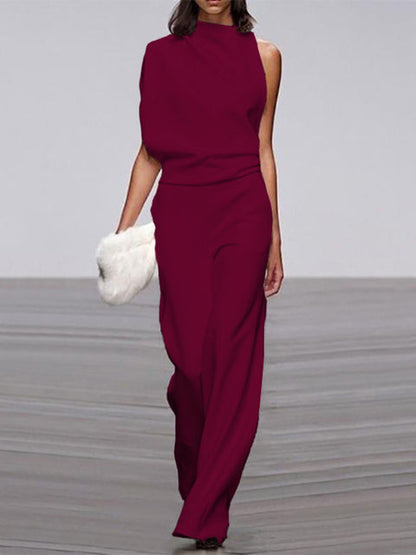 Arielle | Elegant Sleeveless Draped Wide-Leg Jumpsuit