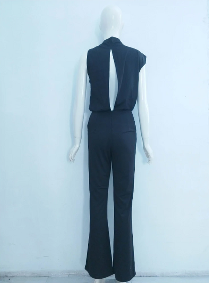 Maisy | Elegant Sleeveless Draped Wide-Leg Jumpsuit