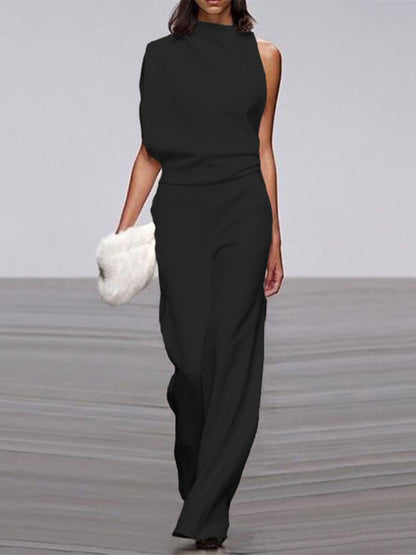 Maisy | Elegant Sleeveless Draped Wide-Leg Jumpsuit
