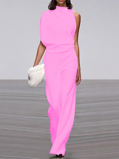 Maisy | Elegant Sleeveless Draped Wide-Leg Jumpsuit