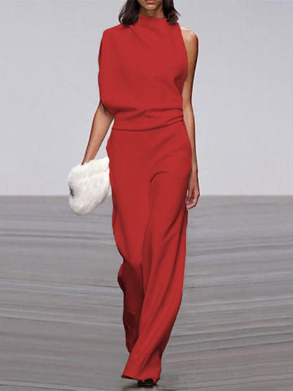Maisy | Elegant Sleeveless Draped Wide-Leg Jumpsuit