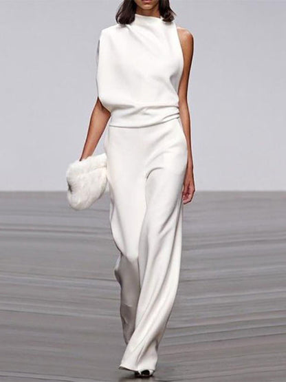 Maisy | Elegant Sleeveless Draped Wide-Leg Jumpsuit