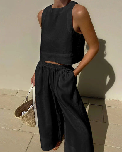 Sabina | Casual Sleeveless Capri Pants Set