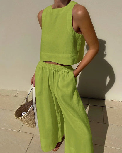 Sabina | Casual Sleeveless Capri Pants Set