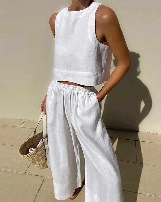 Sabina | Casual Sleeveless Capri Pants Set