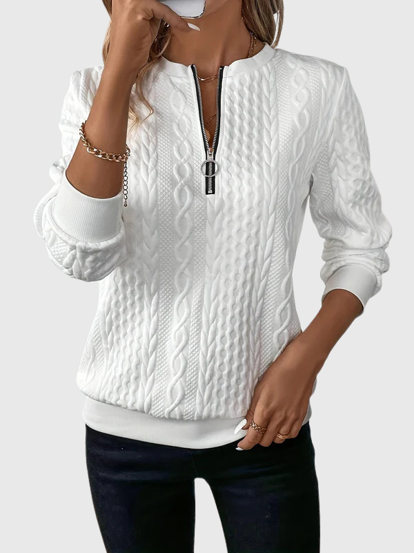 Lynne | Cable-Knit Zip Sweatshirt