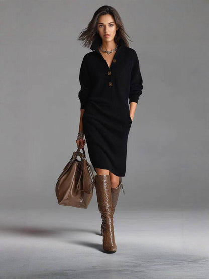 Antoinette | Elegant Button-Up Collared Dress