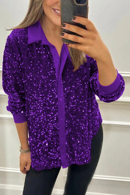 Claudia | Elegant Shimmer Collared Shirt