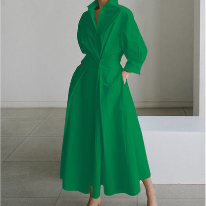 Vienna | Elegant Front Wrap Collared Maxi Dress