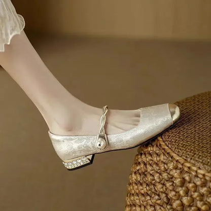 Daisy | Vintage Braided Pearl Strap Shoes