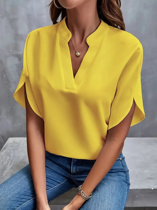 DELIA | SOFT ELEGANT V-NECK BLOUSE