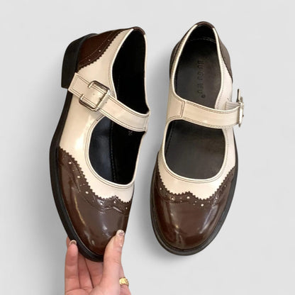 Gemma | Two-Tone Classic Mary Jane Patent Shoes