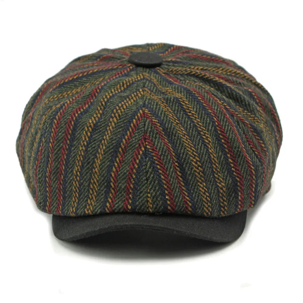 Dorian | Classic Striped Tweed Flat Cap