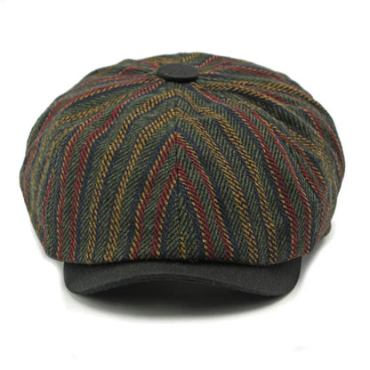 Dorian | Classic Striped Tweed Flat Cap