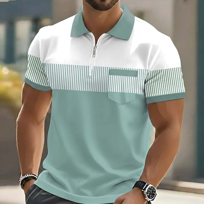 Theo | Casual Zipper Striped Polo Shirt