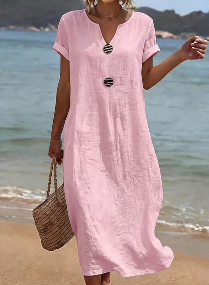 Liana | Casual Button Beach Maxi Dress