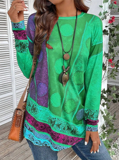 Zaria | Boho Floral Long Sleeve Tunic Top