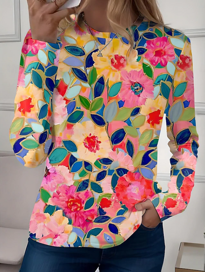 Robyn | Casual Long Sleeves Crew Neck Floral Shirt