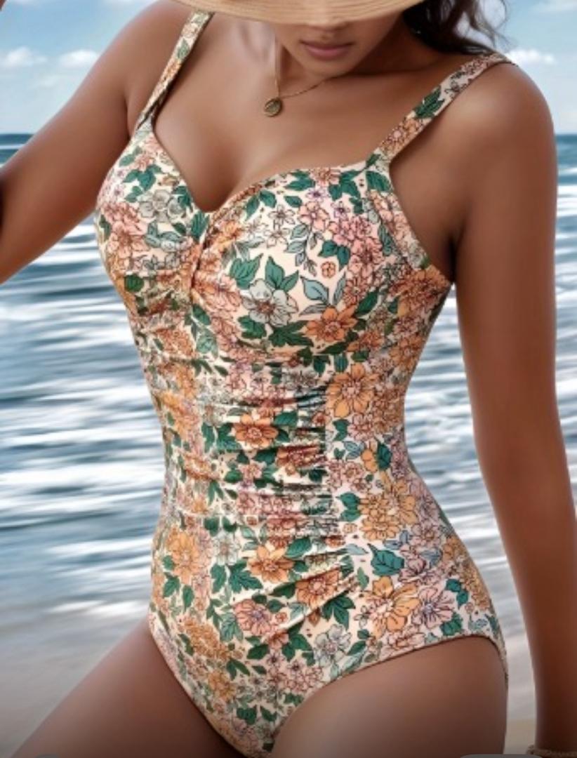 Wendy - Floral Print Halter Neck Swimsuit