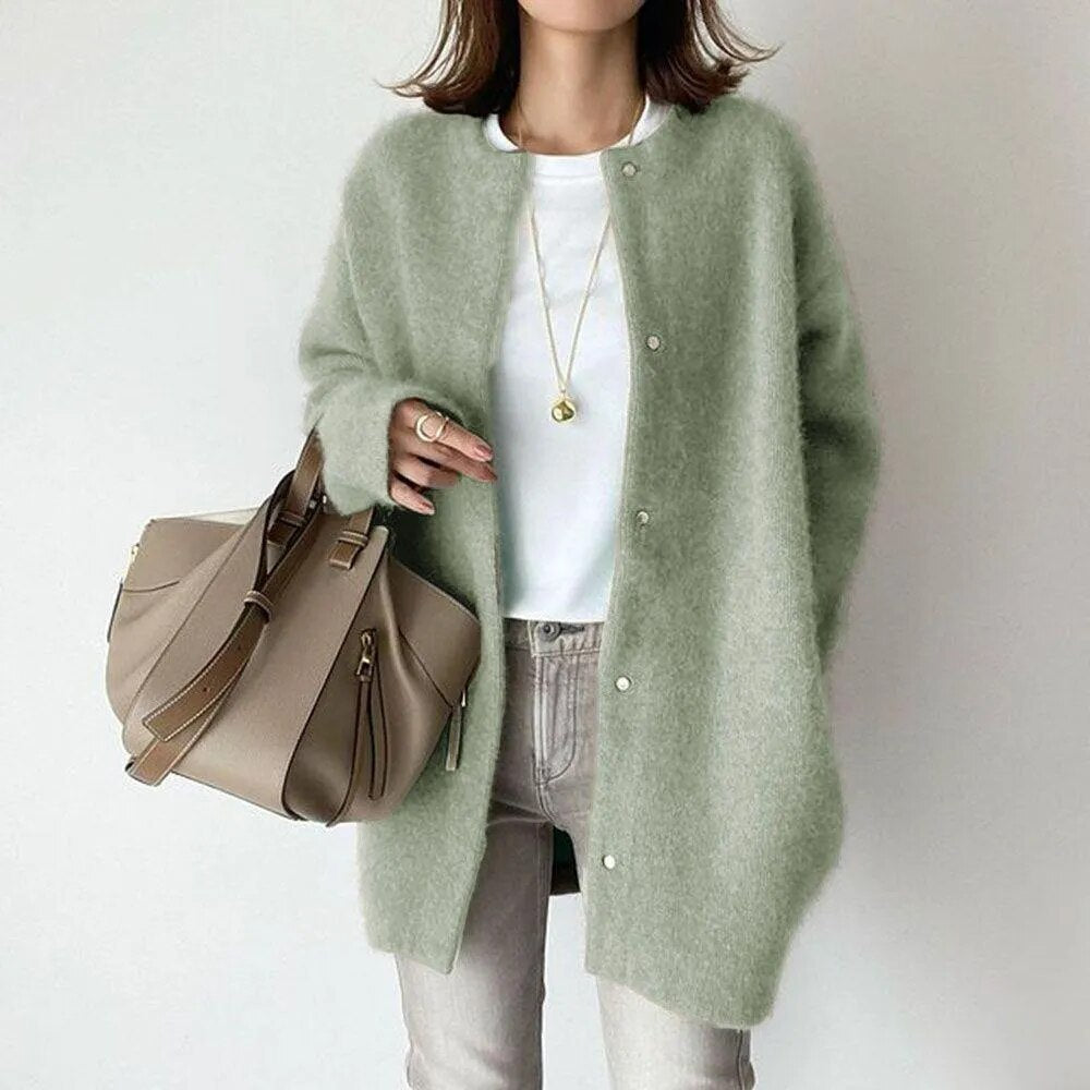 Women's Cardigan Knit Longline Oversized Button Up | Casual