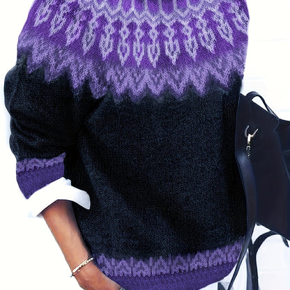 Sylvia | Chunky Jacquard Round Neck Sweater