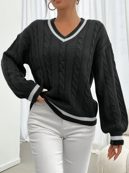Hattie | Cable-Knit V-Neck Jumper