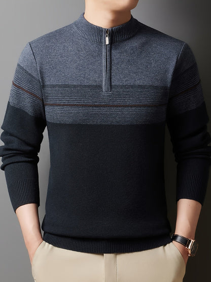 Ambrose | Half-Zip Striped Sweater