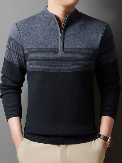 Ambrose | Half-Zip Striped Sweater