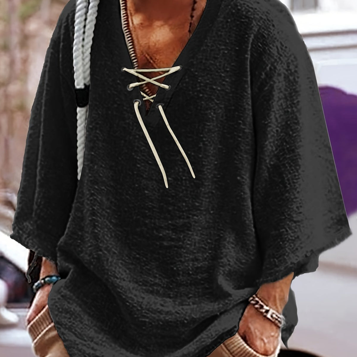 Silas | Relaxed Lace-Up Shirt