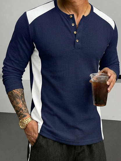 Sawyer | Textured Contrast Henley Shirt