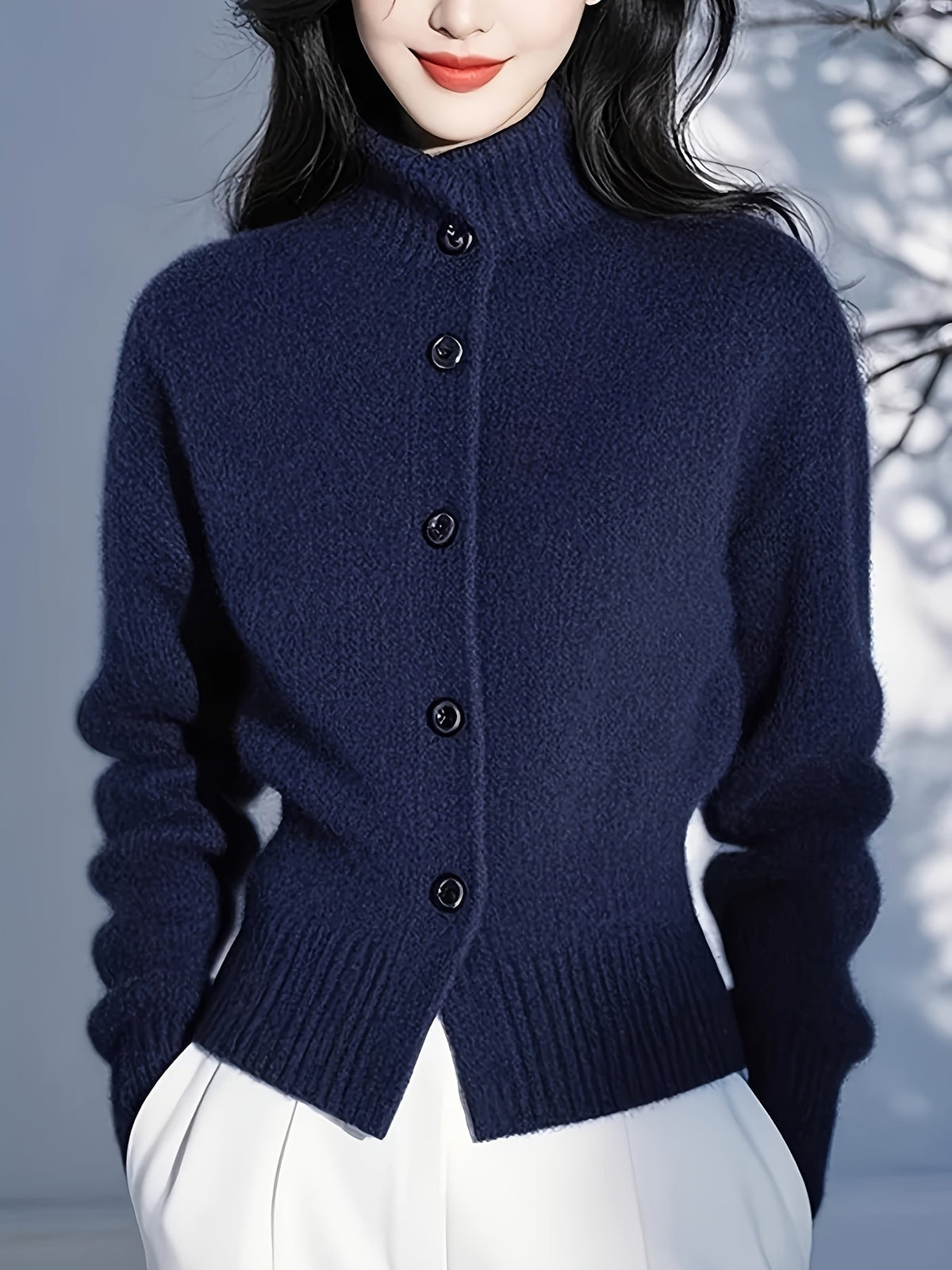 Vera | High-Neck Button Cardigan