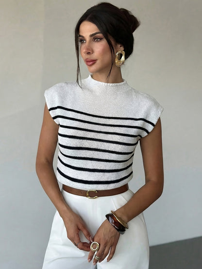 Tamsin | Mock Neck Cap-Sleeve Top
