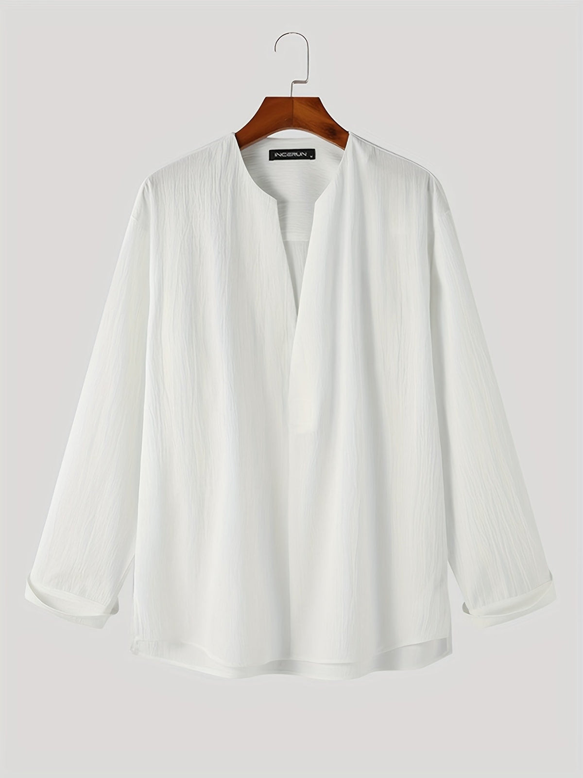 Nigel | Collarless V-Neck Shirt