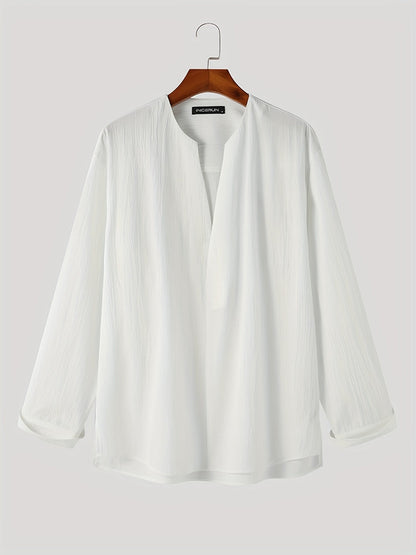 Nigel | Collarless V-Neck Shirt
