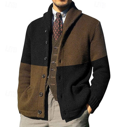 Bertram | Colour-Block Shawl Collar Cardigan