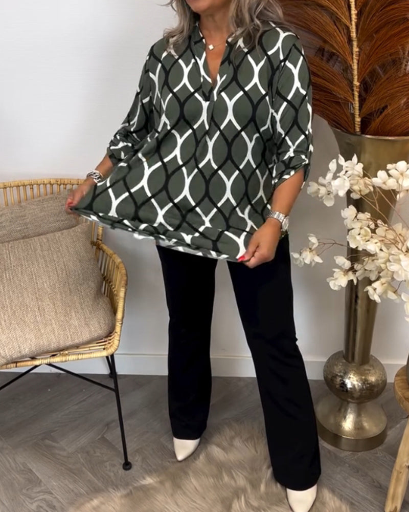 CHRISTABEL | CASUAL LONG-SLEEVE PATTERNED BLOUSE
