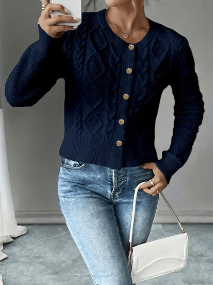 Cecilia | Cable-Knit Button-Front Cardigan