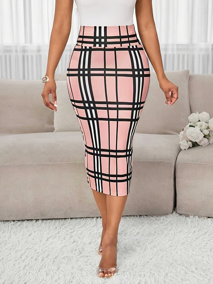 Margaret | Tailored Check Midi Skirt