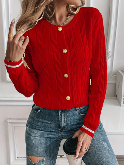Gloria | Cable-Knit Buttoned Cardigan