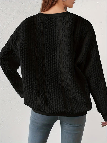 Maisie | Cable-Textured Crewneck Sweatshirt