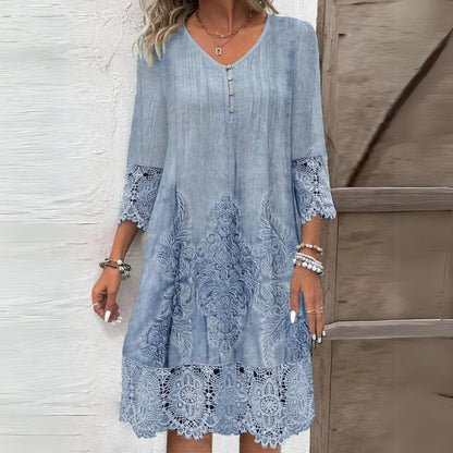 Marleen | Lace-Trimmed Midi Dress