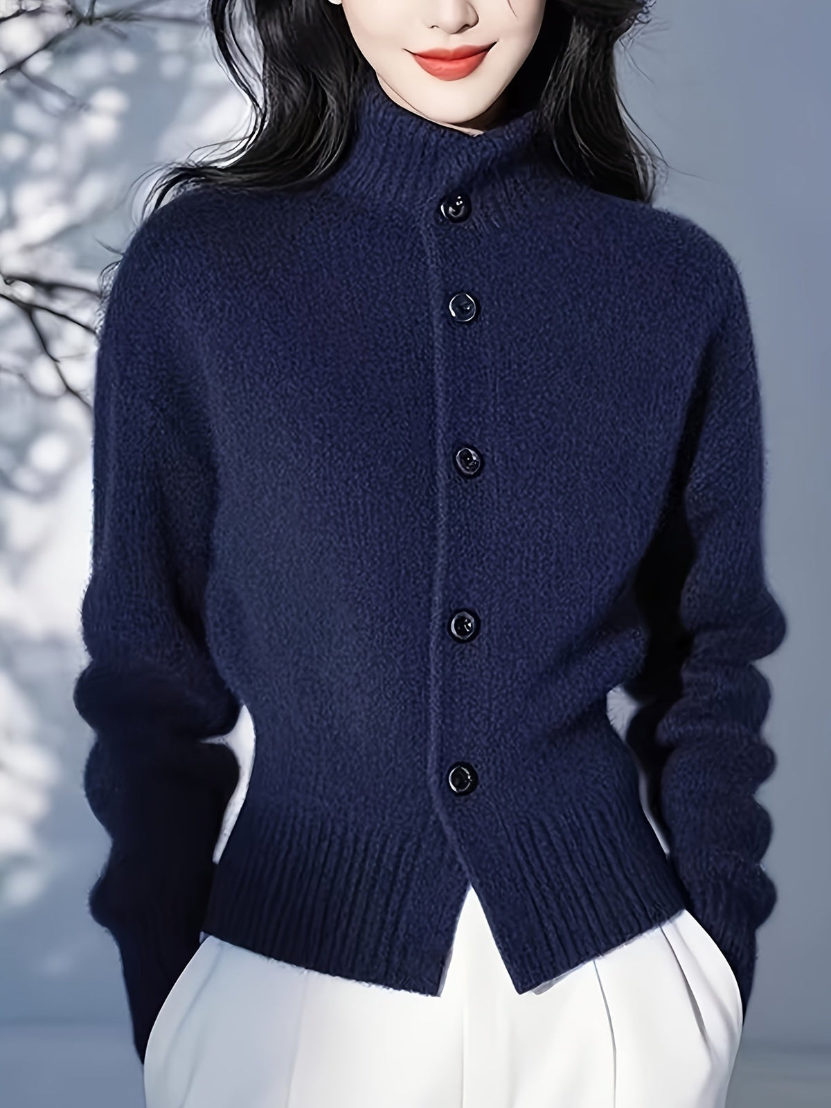 Vera | High-Neck Button Cardigan
